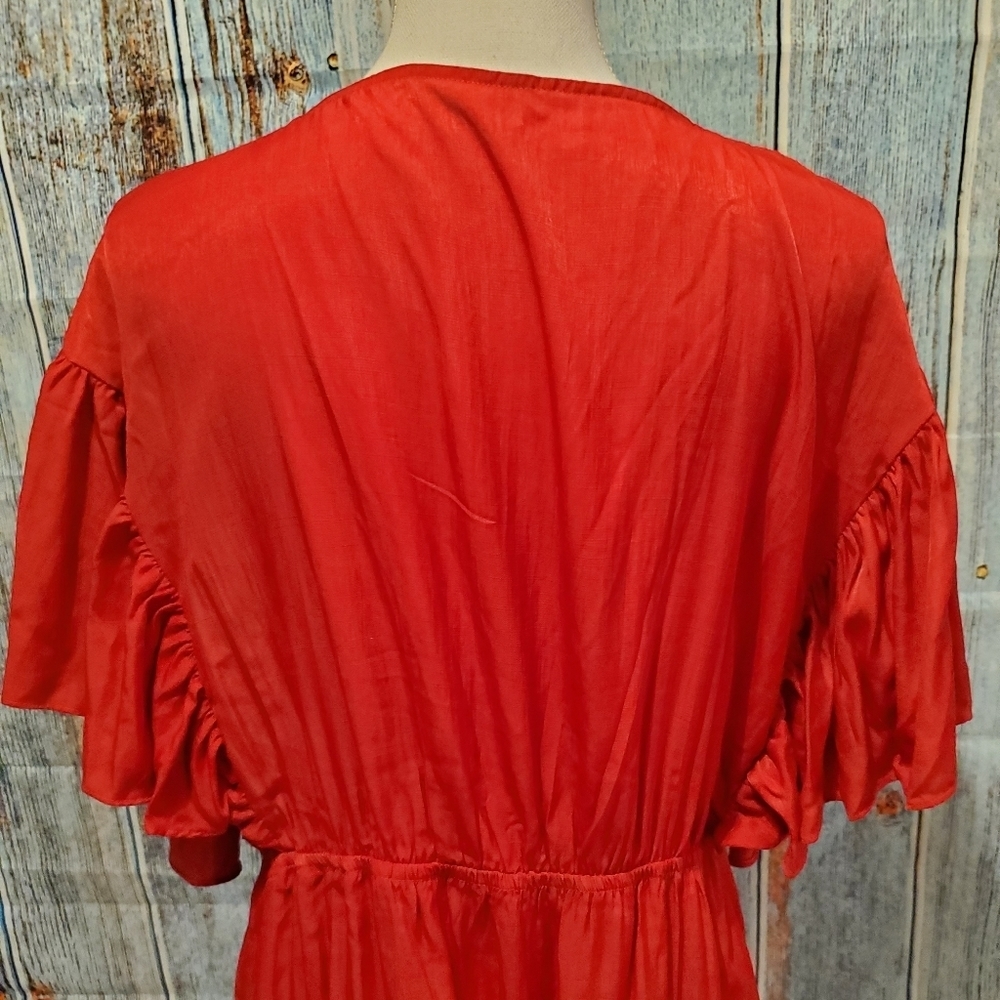 SHEIN Women's Surplice Neck Flutter Sleeve Ruffle Hem Dress - Picture 10 of 13